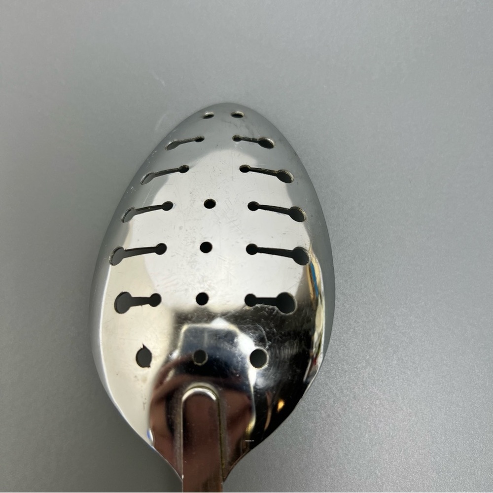 VTG EKCO Chromium Plated Stainless Spotted Spoon With White Handle MCM - Picture 6 of 13
